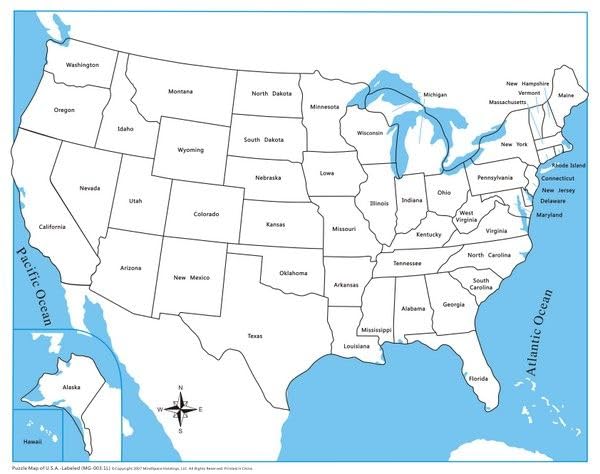 Montessori USA Map Puzzle for Kids with Labeled USA Control Map - Montessori - Image 2