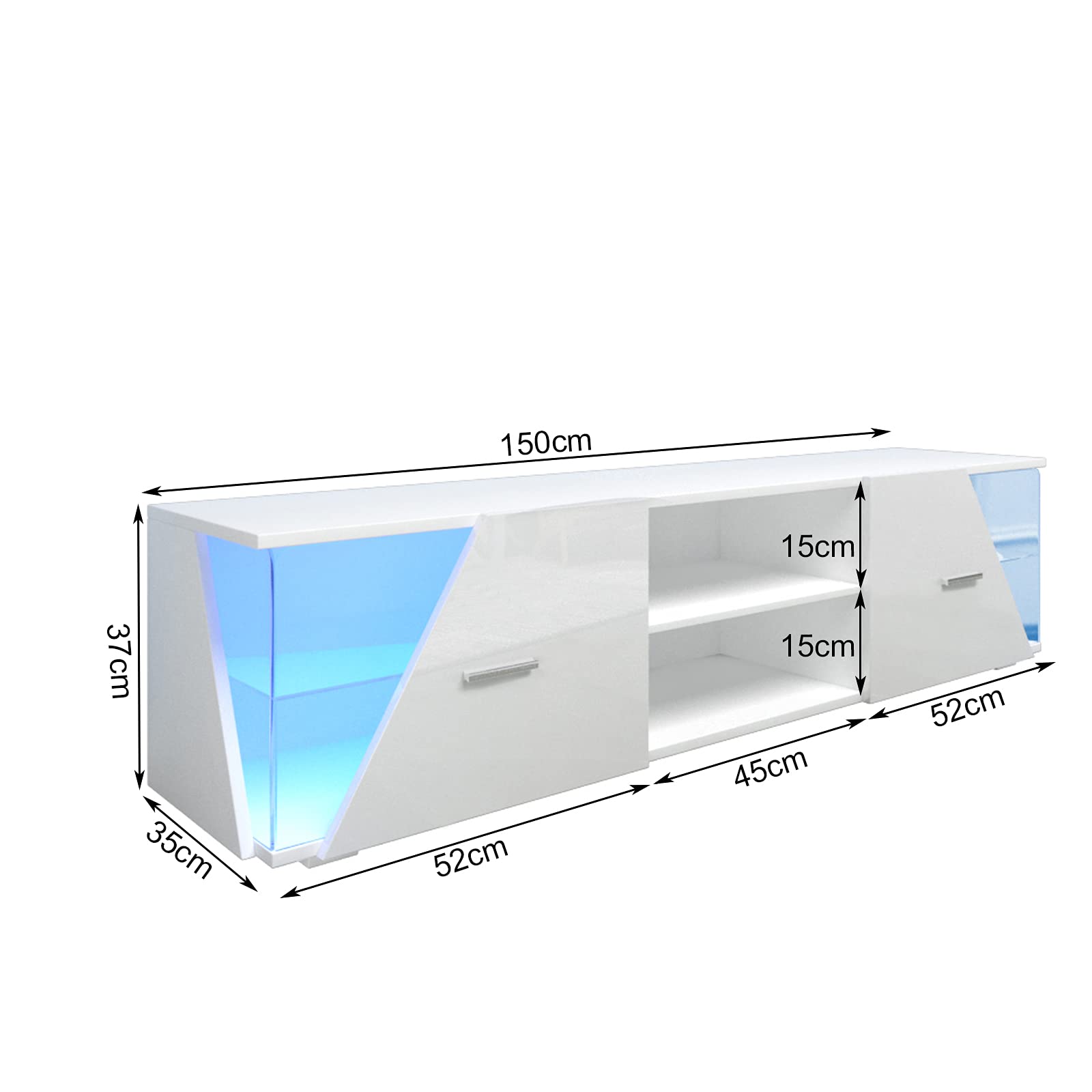 Dripex Mobile TV Mobile Porta Televisore con Illuminazione a LED 150cm