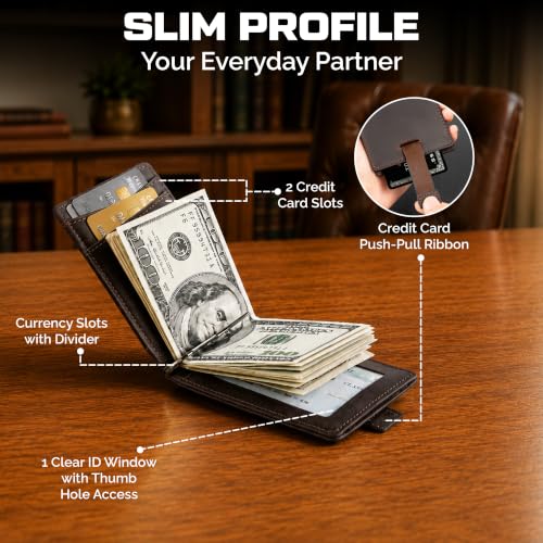 Military Veteran Products Air Force Wallet – Genuine Crazy Horse Leather RFID-Blocking Bi-Fold Card Holder with Money Clip – USAF Leather Wallet Brown by Military Veteran Products - Used condition - Image 6