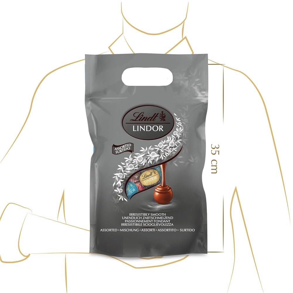 Lindt LINDOR bombones – 1kg, chocolate con leche, chocolate negro 70%, doble chocolate, caramelo sal, relleno de chocolate cremoso, surtido de chocolate — view 3