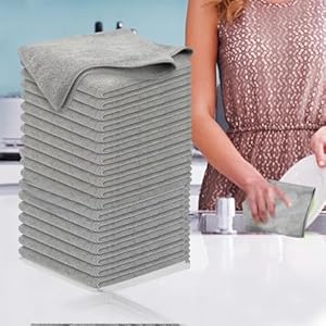 Premium Grey Microfiber Cleaning Cloths Set (20PCS) – Ultra Absorbent, Quick Dry, Lint-Free Reusable Towels for Car & Kitchen