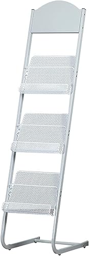 Miniatura 2 de Revistero Revistero de 3 niveles, estante de exhibición de folletos de metal, organizador de estante de literatura para piso de sala de