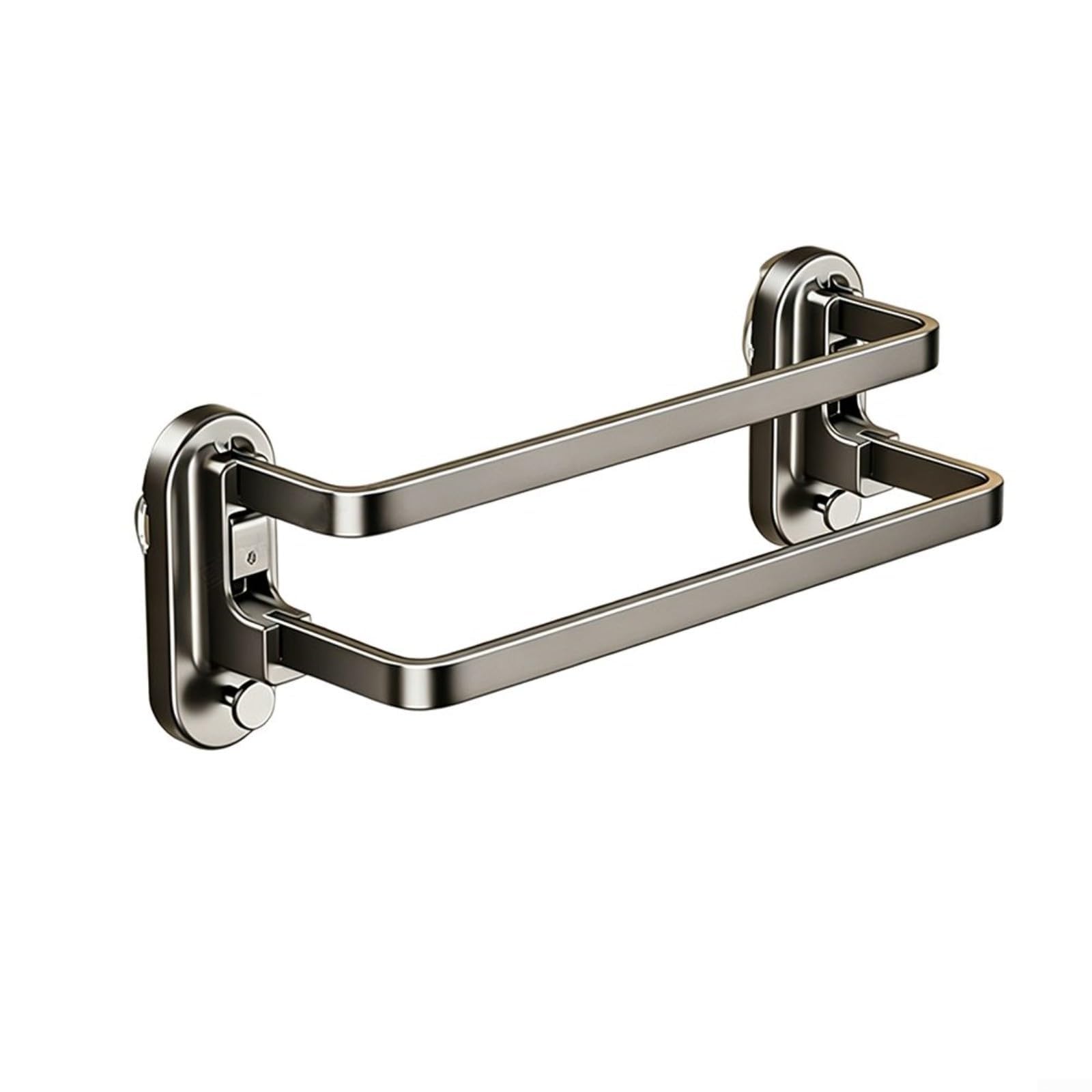 Porte-serviettes à ventouse double barre 40 cm en acier carbone et ABS sans perçage