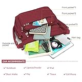 Womens Multi Pocket Casual Waterproof Crossbody Handbags Shoulder Messenger Bag for Travel Hiking Daily (Burgundy) - Image 4