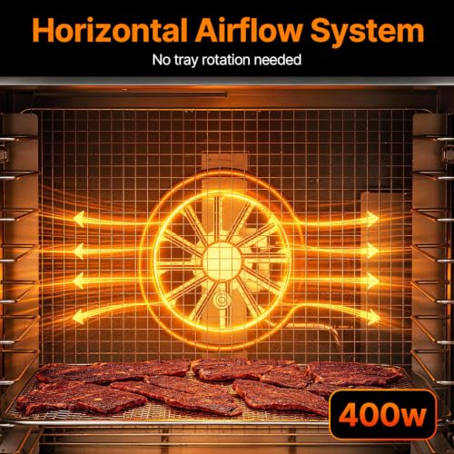 Image of HOPERAN 10 Tray Food Dehydrator Machine for Jerky, Fruit, Herb & Dog Treats | Stainless Steel, Max.196℉ Digital Temperature & Timer Control, 400W, Quiet <48dB, Including 2 Mesh Screens, 1 Fruit Roll Tray