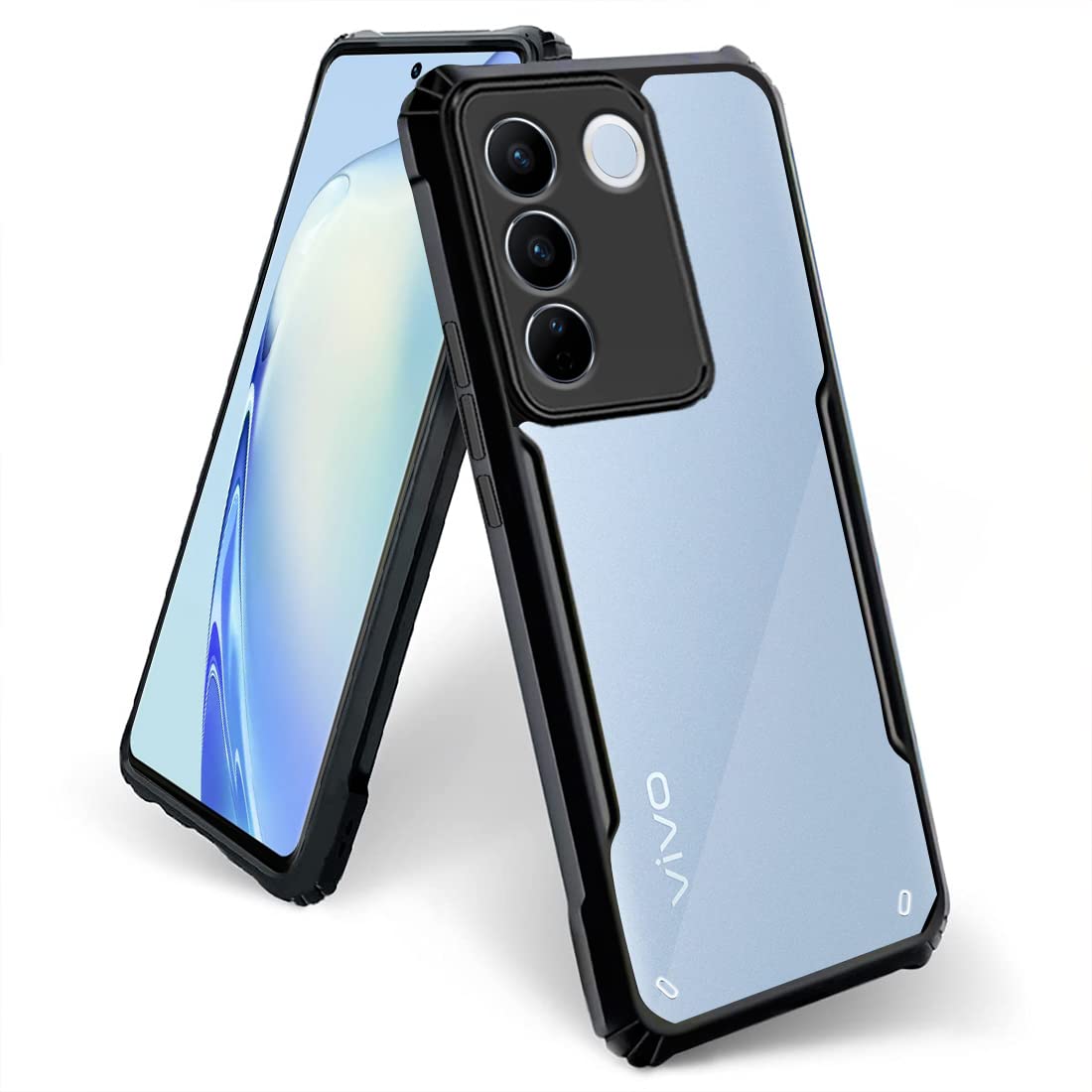 Fashionury TPU+Plastic Back Cover Case For Vivo V27 | V27 Pro 5G | Ultra Thin 360 Degree Protection Crystal Clear Tranparent Bumper Back Cover Case For Vivo V27 Pro 5G Mobile - Black Bumper (B0BXJJMB48) Amazon Price History, Amazon Price Tracker
