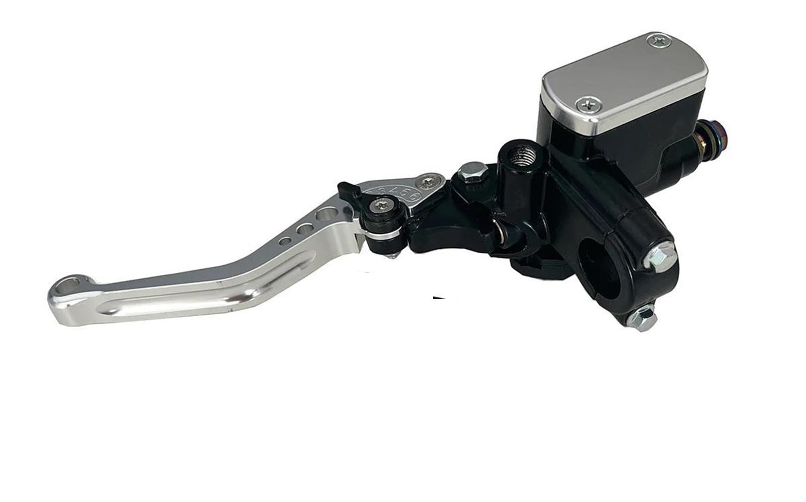 Foymgmspap Silver Left 7 Colors Motorcycle 7/8" 22 Mm With M 10 Mirror Hole Clutch Brake Pump Master Cylinder Piston 14 Mm Hydraulic Pump Brake Clutch Grips Levers(Silver Left)