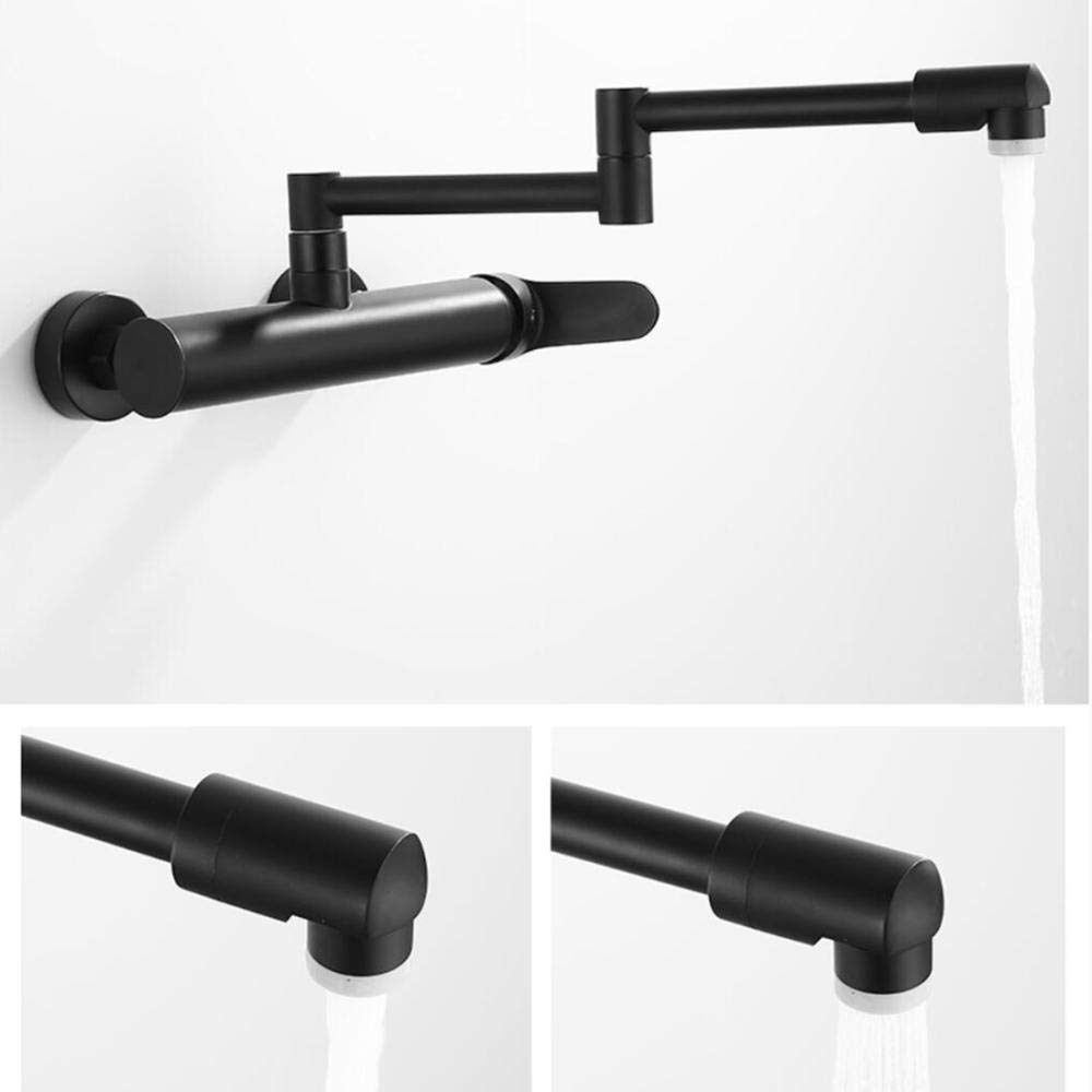 grifo cocina pared Grifo de cocina grifo de pared frío y caliente para fregadero de cocina fregadero fregadero lavabo plegable cobre giratorio-Negro