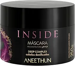 Máscara Reconstrutora Aneethun Inside 250g, Hidratação Profunda, Força e Elasticidade, Restaura Cutículas, Combate a Porosidade, Repõe Massa Capilar, Preserva a Integridade dos Fios, Ideal para Cabelos Danificados e Quimicamente Tratados, Tecnologia Deep Complex
