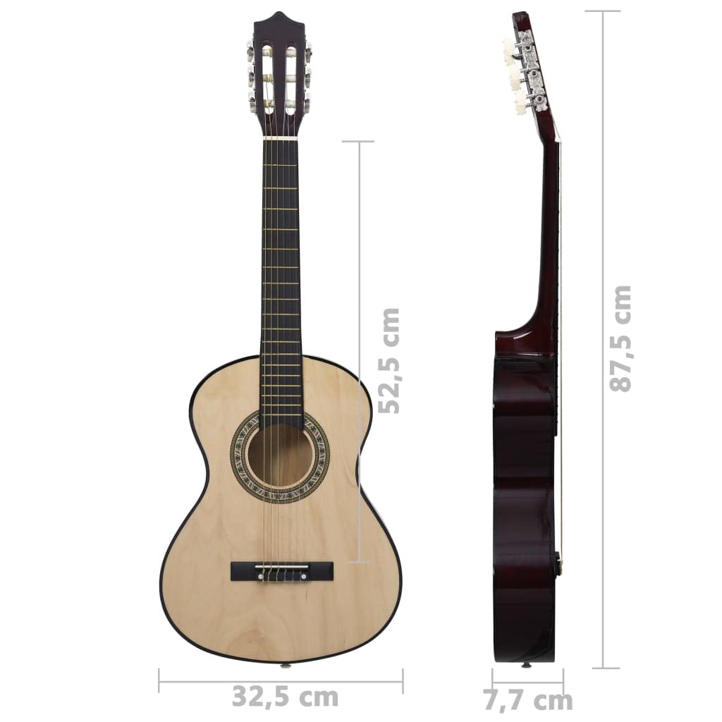 Chitarra classica per principianti e bambini con custodia, 1/2 34 pollici naturale, legno di tiglio, corde in nylon, tastiera, corpo, esercizi, lezioni, viaggi, scuola musicale