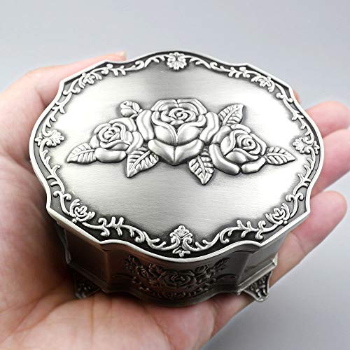 ROSIKING Emboss Alloy Metal Music Box Wind Up Antique Jewelry Musical Boxes Christmas Birthday Valentine's Day Gifts Plays Anastasia-Once Upon a December