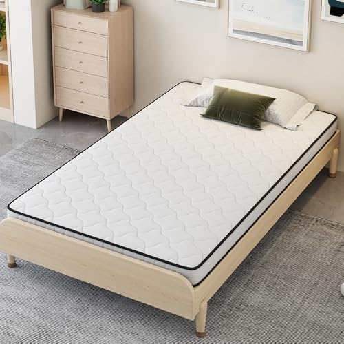 JCFEIDQW Colchón de 90 x 190 cm, colchón enrollado, colchón de muelles, 10 cm de grosor, grado de dureza: H3, con módulos ergonómicos y alivio de la columna lumbar (blanco)