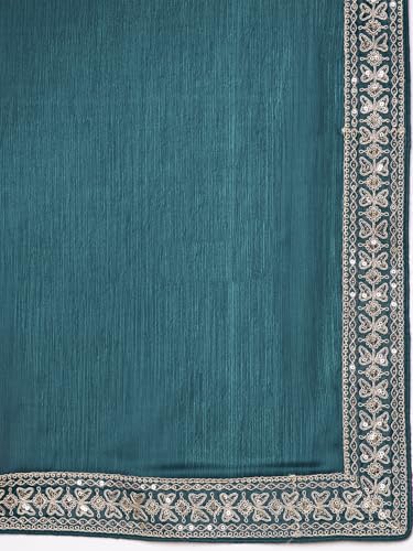 Image of AKHILAM Women's Satin Solid Ready To Wear one Minute Saree with Unstitched Blouse Piece