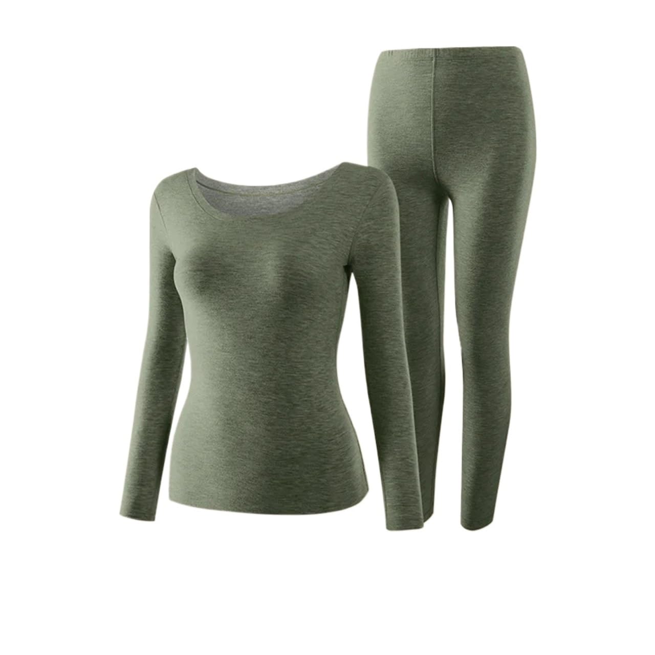 Otoño e Invierno, Ropa Interior térmica de Lana Oveja for Mujer, cálida con Cuello, sin Costuras for, Conjunto lencería para Esquí,Moto