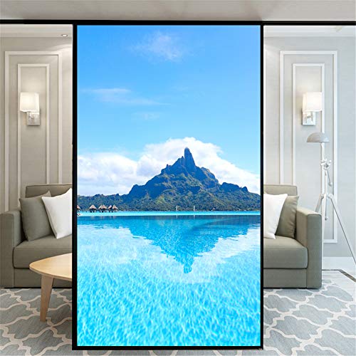 Xijier Window Film Privacy Beautiful Landscape Pattern UV Color Print No Glue Decorative Window Covering Window Decals Window Sticker for Home Office 75x160cm(29.5
