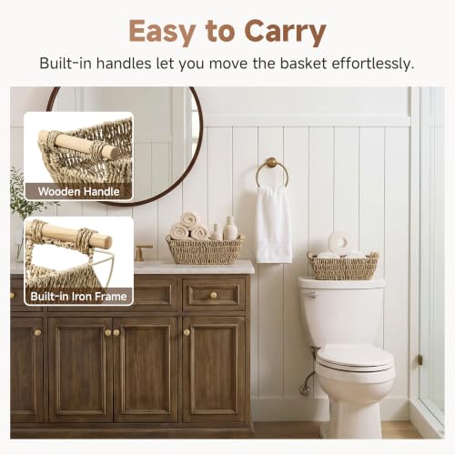 StorageWorks-Small-Baskets-for-Shelf-Seagrass-Woven-Basket-for-Gifts-Wicker-Storage-Baskets-for-Shelves-Baskets-with-Wooden-Handles-2-Pack-Gifts-Basket-for-Home-Decor-Hand-Woven-Basket