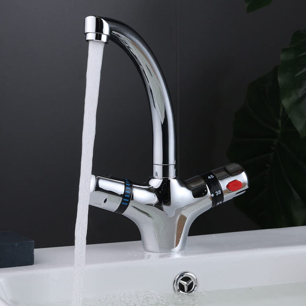 Grifo de baño termostato, grifo de latón para lavabo, grifo lavadero