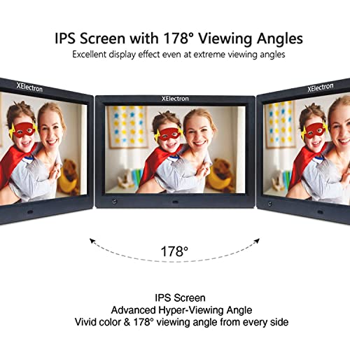 Image of XElectron 12 inch IPS Digital Photo Frame with Motion Sensor, HD Display, Auto Rotate, Play Photos, Videos, Music and Slideshow with SD Card, USB Ports and Remote (Black)