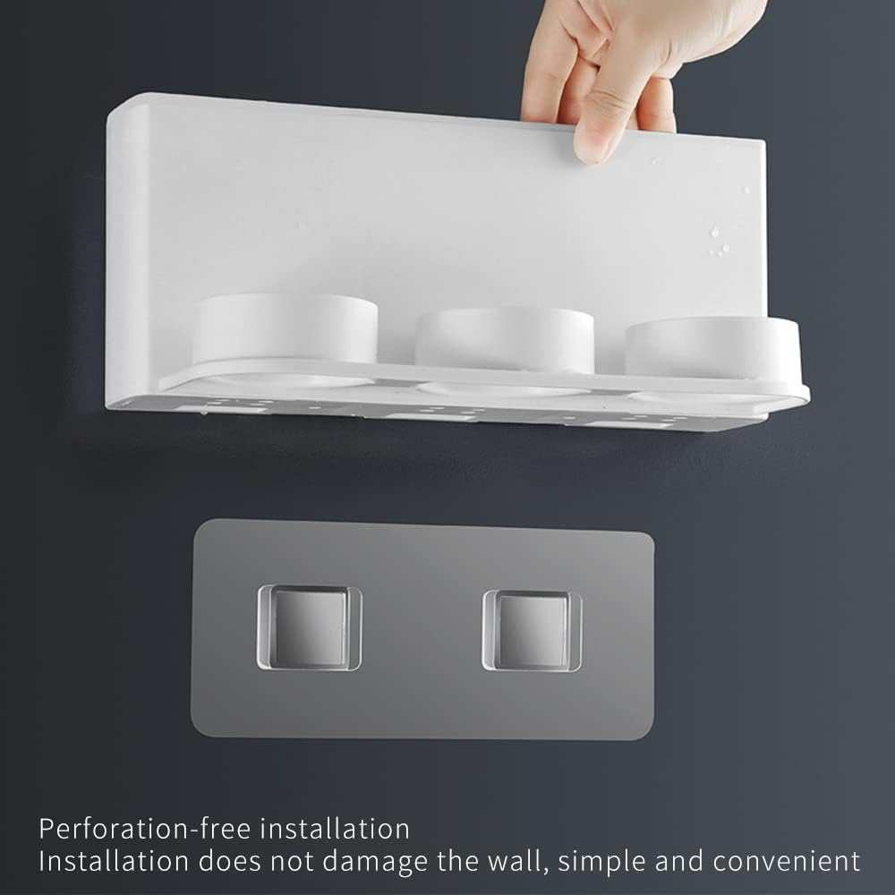 𝟐𝟎𝟐𝟔 𝐔𝐩𝐠𝐫𝐚𝐝𝐞𝐝 So Nice Toothbrush Holders for bathrooms Accessories Wall Mounted,Electric Shower Toothbrush Holder White Plastic toothbrushes Holder Set for Kids with 3 Cups - Image 5