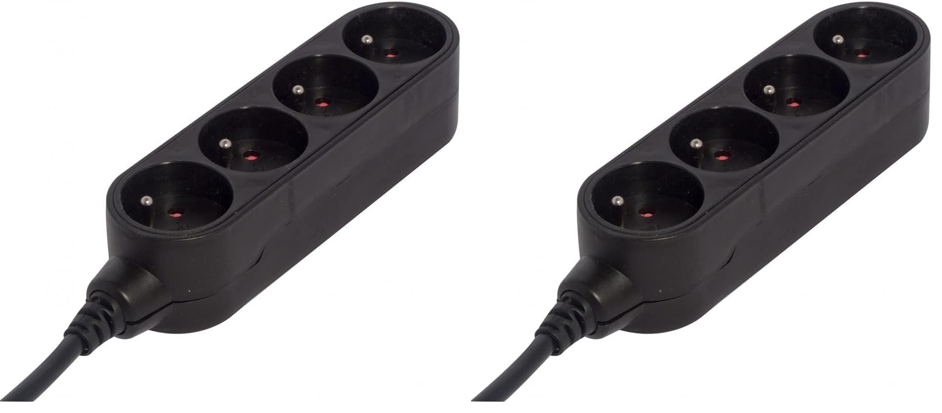 Multiprise design noir Chacon 4 prises 16A pour finitions épurées