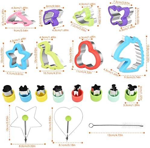 Sandwich Cutters for Children, Cookie Cutters Set, 30Pcs Stainless Steel Animal Shape Cutters with Aminal Food Picks, Bento Food DIY Cookie Cutter Stamps