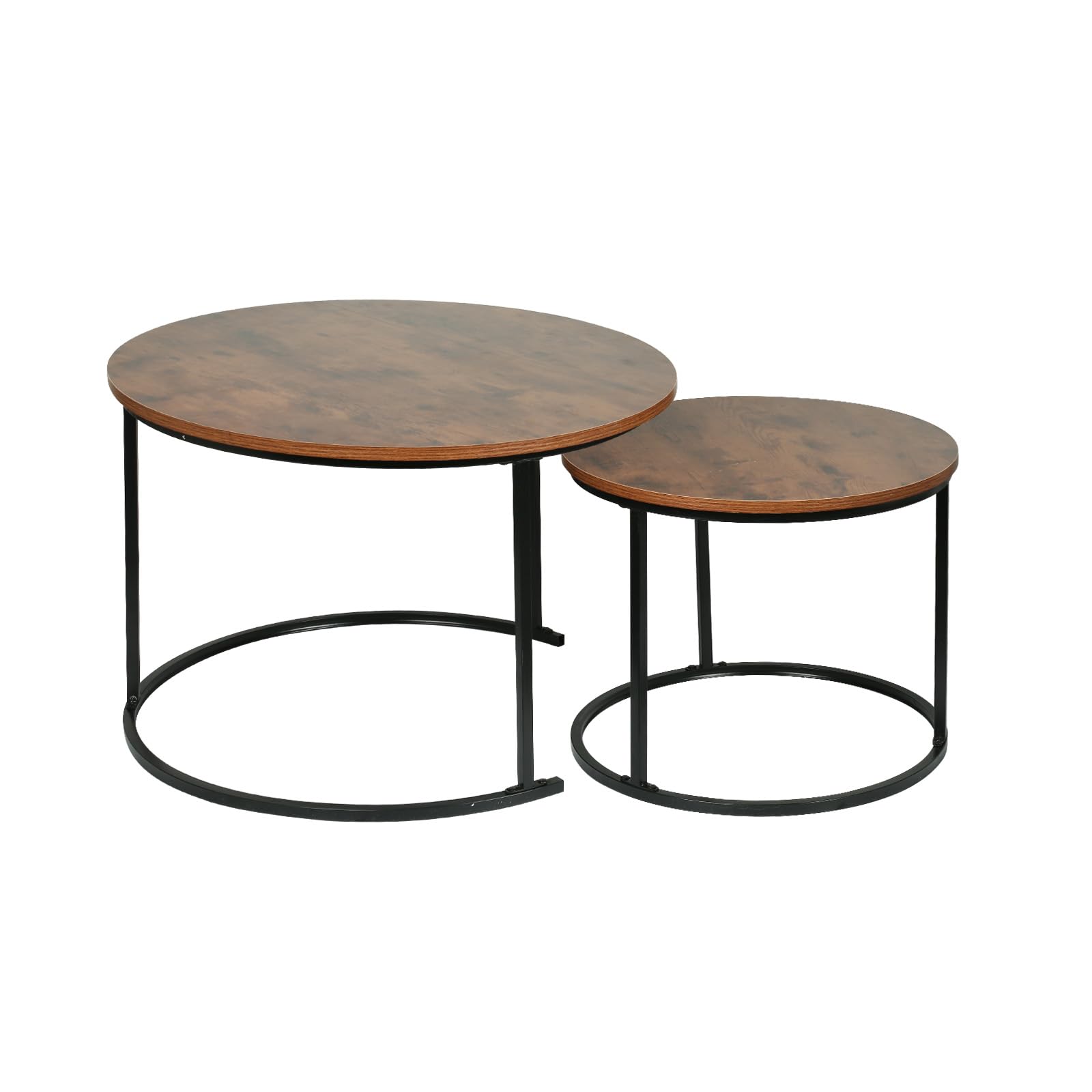 HUOLE Tavoli estraibili rotondi Set di 2 pezzi, con telaio in metallo dorato, piano in finto marmo, per soggiorno, camera da letto, ufficio, appartamento -B (60 x 60 x 45 e 40 x 40 x 38) in legno