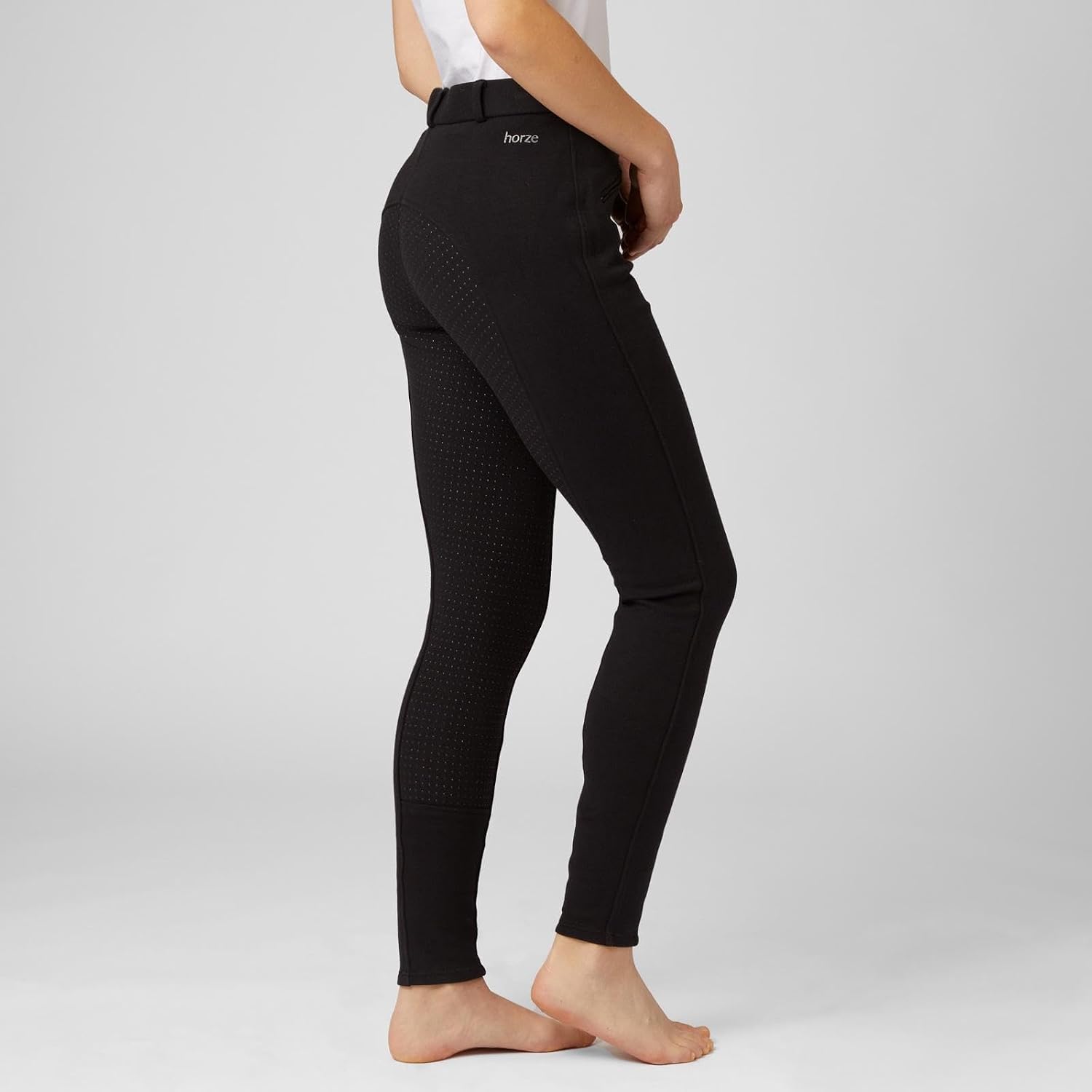 HORZE Active Women's Horse Riding Silicone Grip Full Seat Breeches | Midrise Waist with Front Pocket