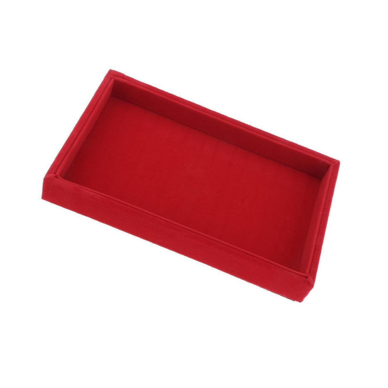 Quxvuis Red Elegant Velvet Necklace Bracelet Earring Anklet Jewelry Display Tray Case For Showcasing
