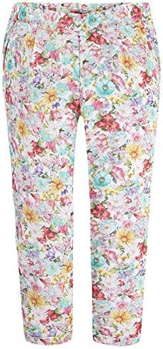 Little Girls 2-9 Aqua-Blue Floral Print Woven Pants, Aqua,4