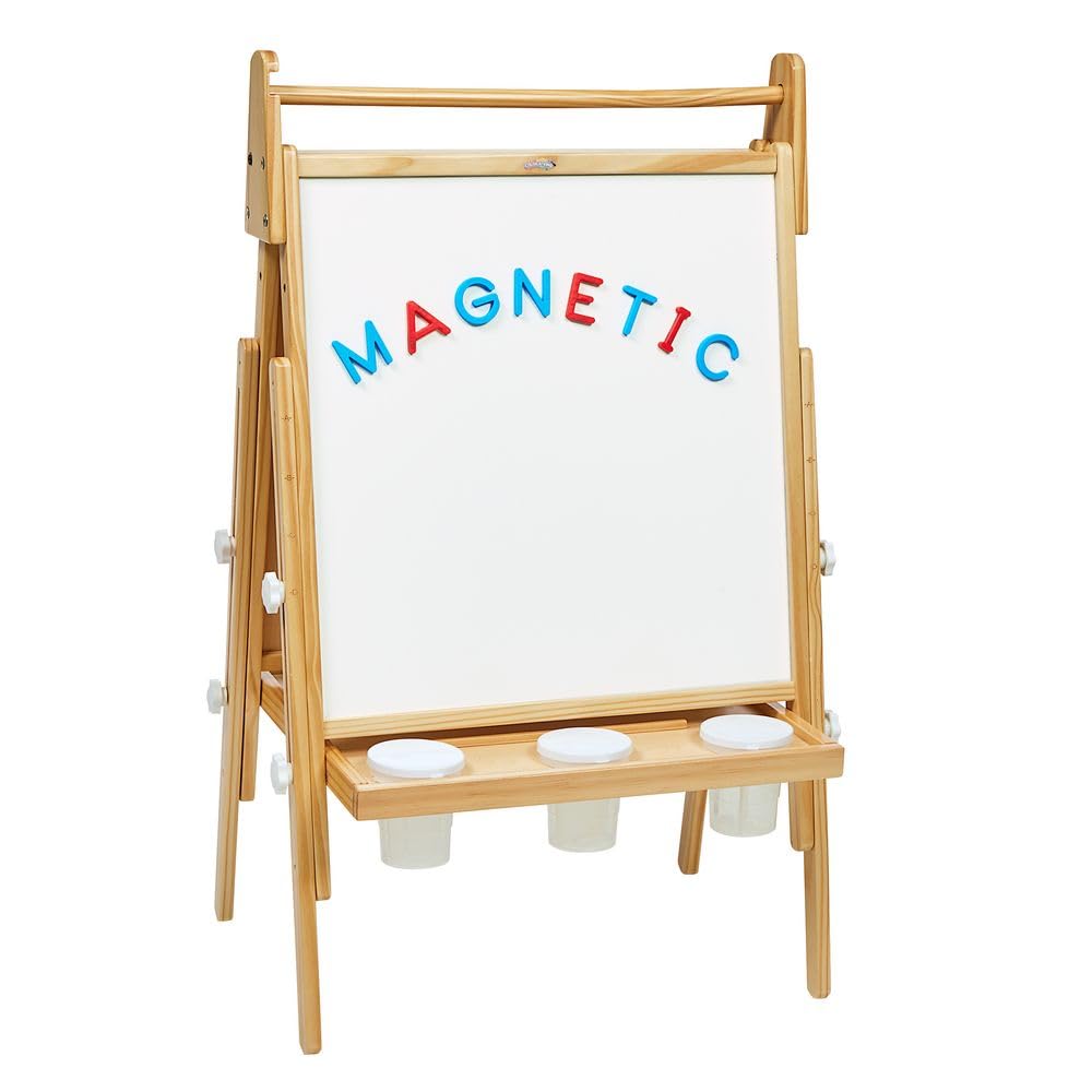 Colorations All in One Wooden Adjustable Easel with Markers & Bonus Chalk