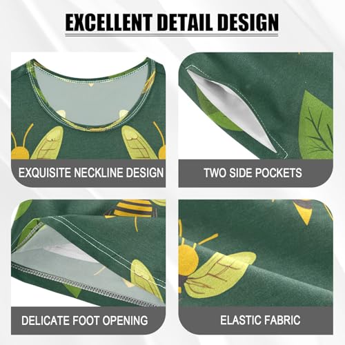 senya Short Sleeve Pajamas Sets Summer Cotton Sleepwear Yellow Bee Pattern4