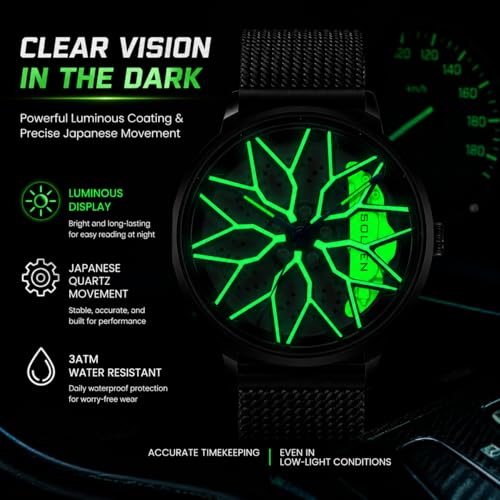 Image of Men's Car Wheel Watches, Stylish Racing Rotating Dial Analog Watches