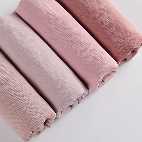 Febfim 4PCS Premium Dubai Muslim Women Chiffon Crinkle Hijab Scarf Plain Chiffon Bubble Hijab Wrap Shawl4