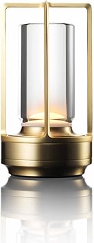 TITA-DONG Cordless Table Lamp, 1500 mAh Rechargeable Table lamp, Cordless Lamps with 3 Colors Lights, Adjustable Brightness LED Desk Lights for Bedroom Restaurant Bars Home Yard OutdoorGold