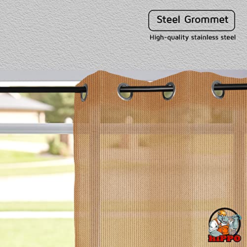 Image of HIPPO 150 GSM Outdoor Sun Blocking Balcony Eyelet /Grommet Curtains Sun & UV Protection, Light Filtering 3FTX4.5FT Window Curtain (Beige-Brown)