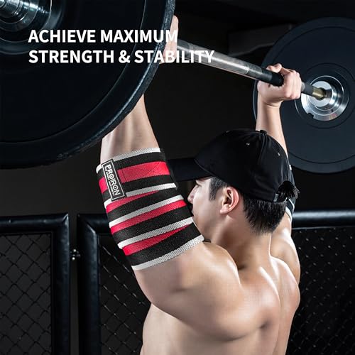 PROIRON Elbow Wraps for Weightlifting,Elastic Elbow Support Increases Stability of Joints, 40" Elbow Straps for Bench Press, Bent Row & Powerlifting for Men and Women - Pair (Phantom Red) - Image 3