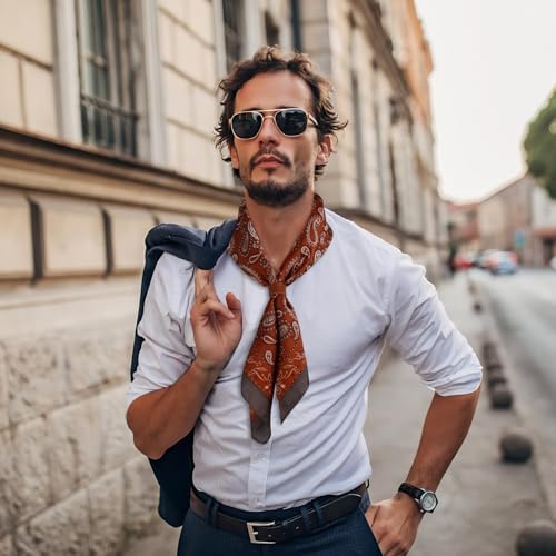 27.5 Inches Square Silk Feeling Neck Scarf for Men Necktie Silk Bandanas Pocket Square Cowboy Scarves4