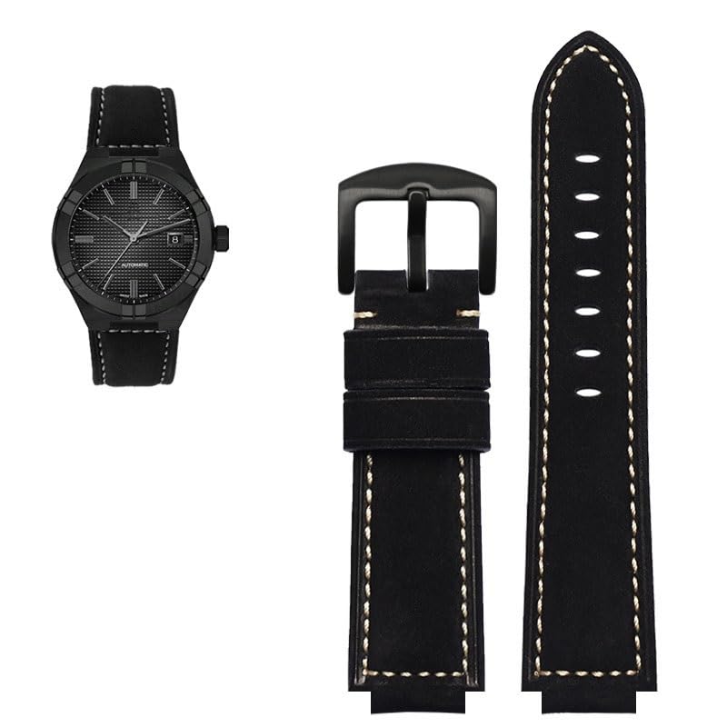 Bracelet cuir Maurice Lacroix Aikon AI6008 étanche homme montre vachette noir