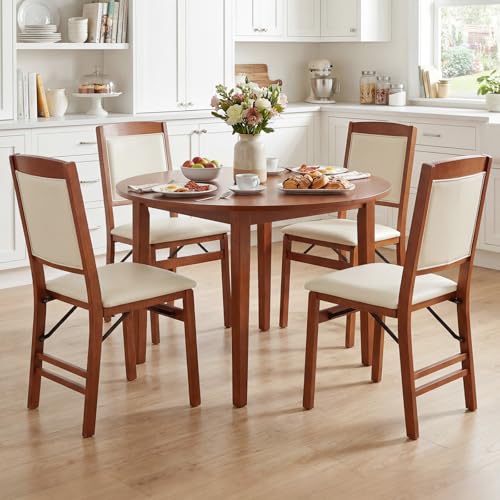 Image of Giantex Folding Dining Chairs Set of 4, Wood Kitchen Chair w /Padded Seat, Solid Wood Frame, Max Load 400 Lbs, No Assembly, Easy to Store Foldable Wooden Dining Chairs for Apartment, Small Space