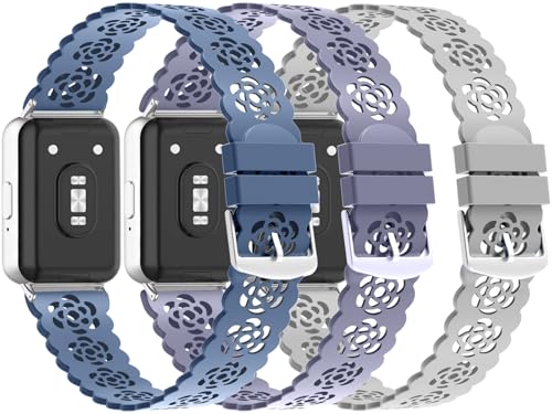 Samsung Galaxy Fit 3�Ή� �X�|�[�c�o���h 3�{�p�b�N �X�������[�X �ʋC�� ���[�Y ���蔲���ꂽ�\�t�g�V���R�������p�X�g���b�v ���X�g�o���h Galaxy Fit3 SM-R390 �X�}�[�g�E�H�b�`/���f�B�[�X/�����Y(302)�p