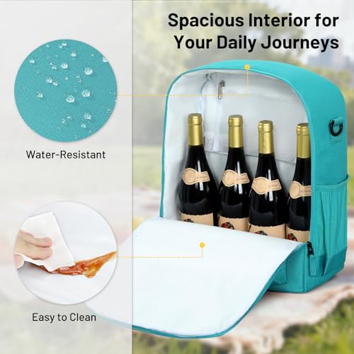 Image of MIER Small 16L Insulated Cooler Backpack with Removable Divider, Lightweight Soft Wine Cooler Bag for Beach Travel Work Picnics Camping, Portable Lunch Backpack for Men Women,Teal