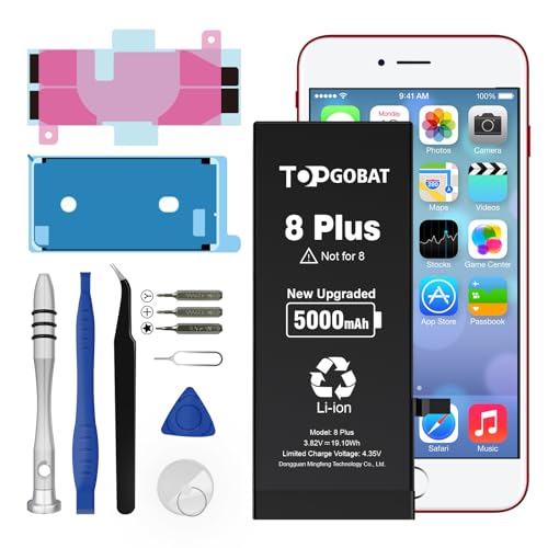 TOPGOBAT Ersatz für iPhone 8 Plus Akku 5000mAh Akku mit hoher Kapazität für das Modell (A1660 A1778 A1779 A1780 A1853 A1866) mit Ersatzwerkzeug Kits