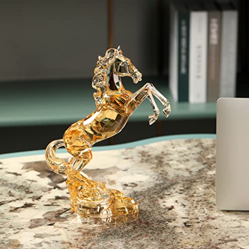 Darmomoon Acrylic Horse Figurine Chinese Feng Shui Glass Collection Ornament Statue Animal Collectible Standing Table Decor Home Decor 9''L (Amber) #TOP5