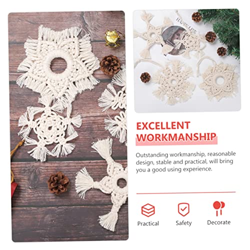 Adornos para árboles de Navidad de macramé PRETYZOOM con hilo de algodón 3