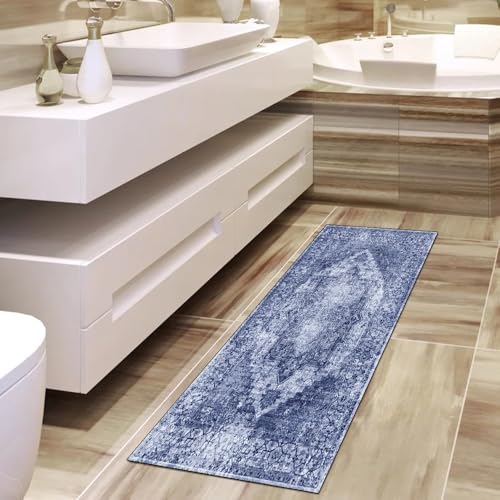 Alfombra lavable de pasillo azul 70 x 220 cm para solucionar suelos fríos de cocina 4
