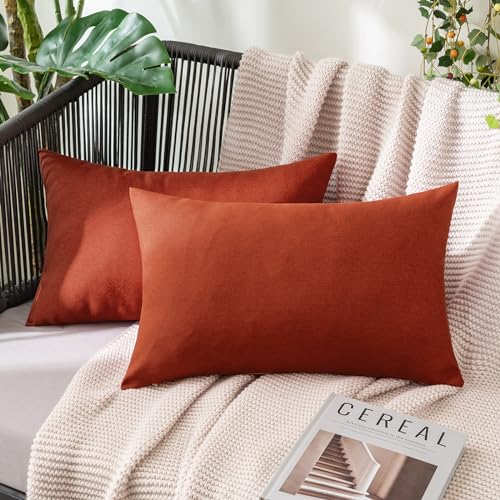 MIULEE Decorative Outdoor Pillow Covers Fall Lumbar 12x20 Burnt Orange