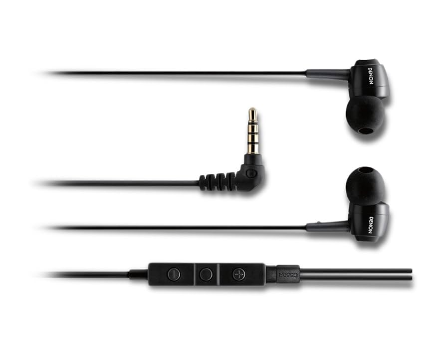 ブラック 有線イヤホン 収納ケース付き　Denon ブラック 有線イヤホン 収納ケース付き Denon ブラック 有線