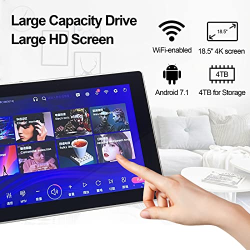 Blume 18.5” 5 In 1 Chinese Karaoke Machine, 4K Led Touch Screen, Bluetooth & App Control Karaoke Singing Player With Reverb 2 Wireless Mic, Youtube Movie Online Update (4T) #TOP2