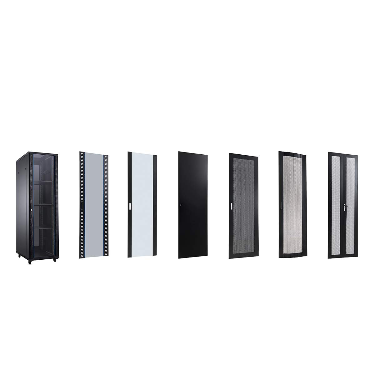 Aiten Data Armario Rack Suelo 19" 42U 800 x 1000 x 2060 mm Montado con Accesorios: 2 Bandejas Fijas, 4 Ventiladores 120 mm, 1 PDU con 8 Puertos de 1U, Patas, Ruedas y Llaves