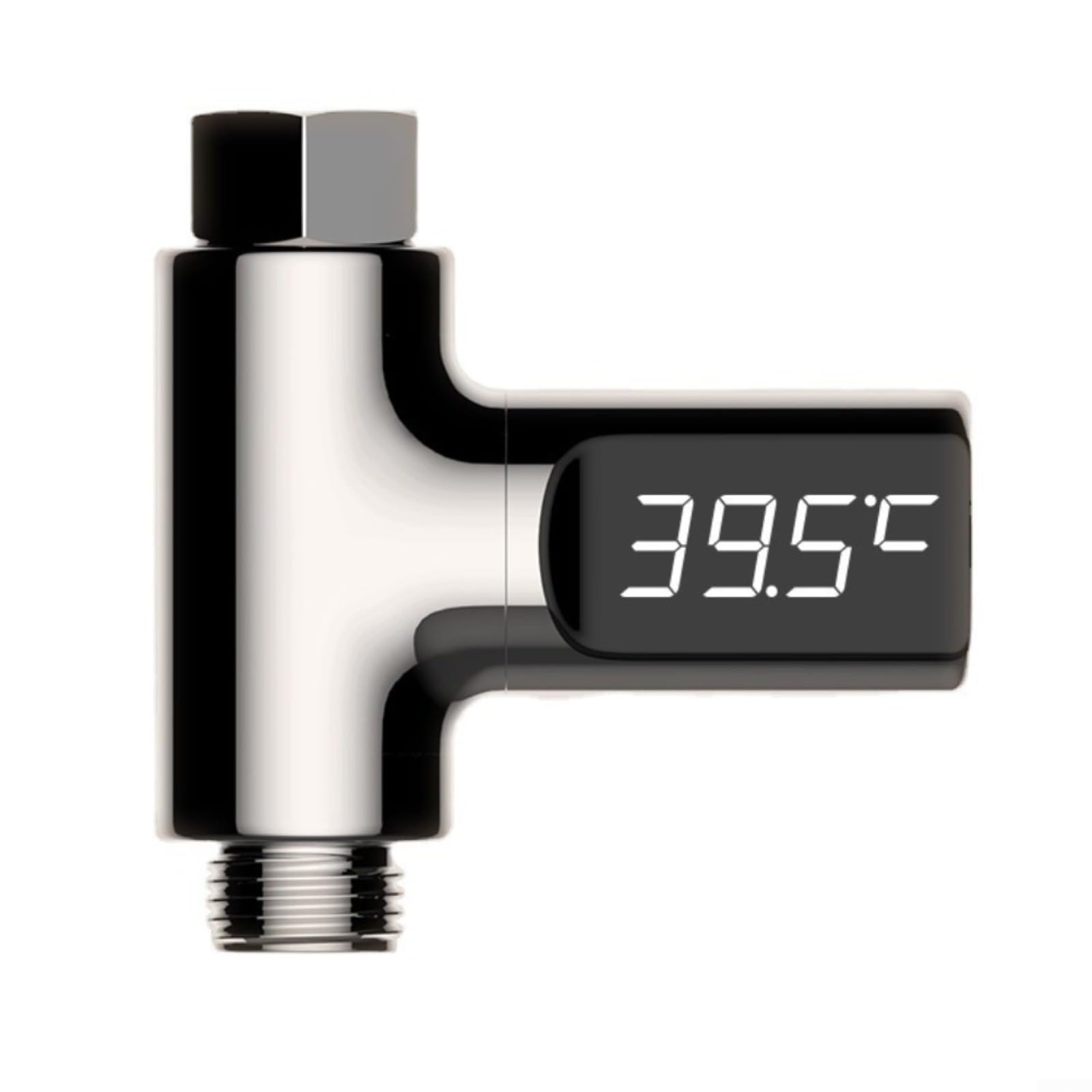 Termómetro de agua con pantalla LED, monitor de temperatura digital autoalimentado, giratorio de 360° para ducha y grifo, luz de agua para baño de bebé, conexión de manguera de 1/2 pulgada